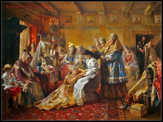 The Russian Bride's Attire - Counted Cross Stitch Patterns Embroidery Crafts Needlework DIY Chart DMC Color