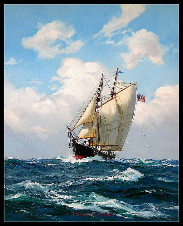 Sailing Ship 21 - Counted Cross Stitch Patterns Embroidery Crafts Needlework DIY Chart DMC Color
