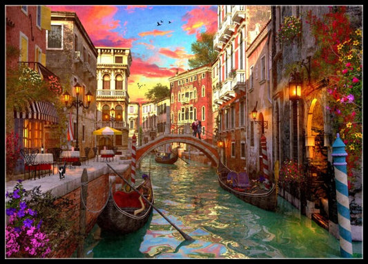 Venice Romance - Counted Cross Stitch Patterns Embroidery Crafts Needlework DIY Chart DMC Color