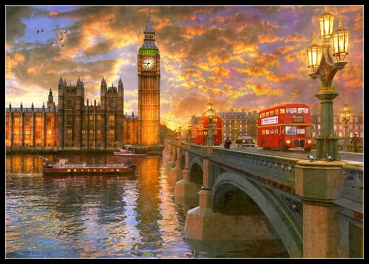 Westminster Sunset - Counted Cross Stitch Patterns Embroidery Crafts Needlework DIY Chart DMC Color