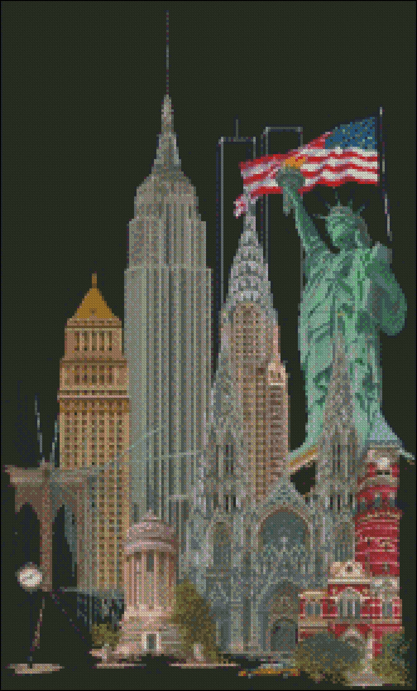 New York - Counted Cross Stitch Patterns Embroidery Crafts Needlework DIY Chart DMC Color