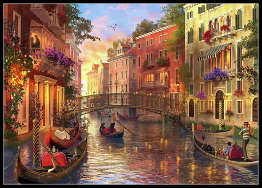 Sunset in Venice - Counted Cross Stitch Patterns Embroidery Crafts Needlework DIY Chart DMC Color