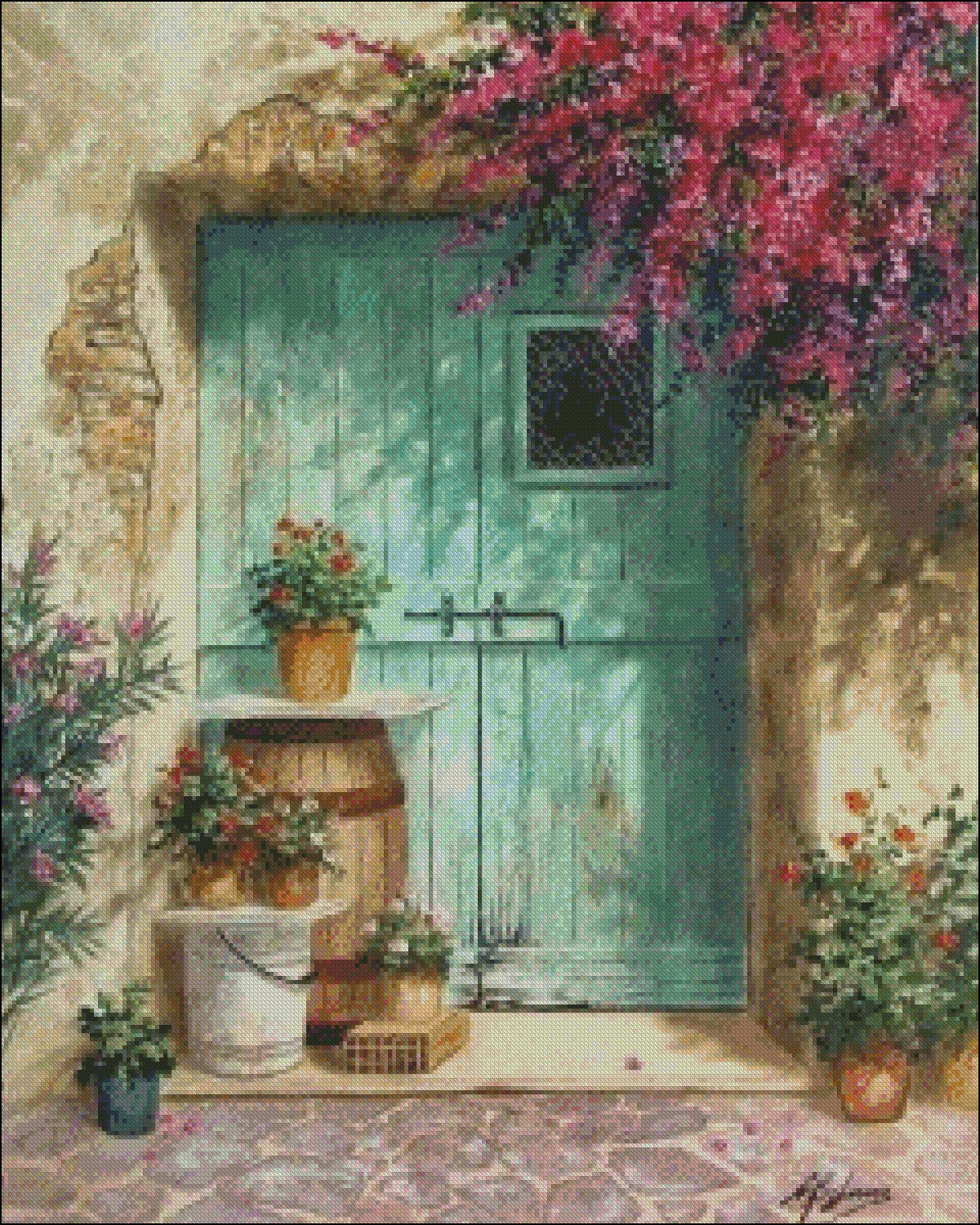Tuscany Door - Counted Cross Stitch Patterns Embroidery Crafts Needlework DIY Chart DMC Color