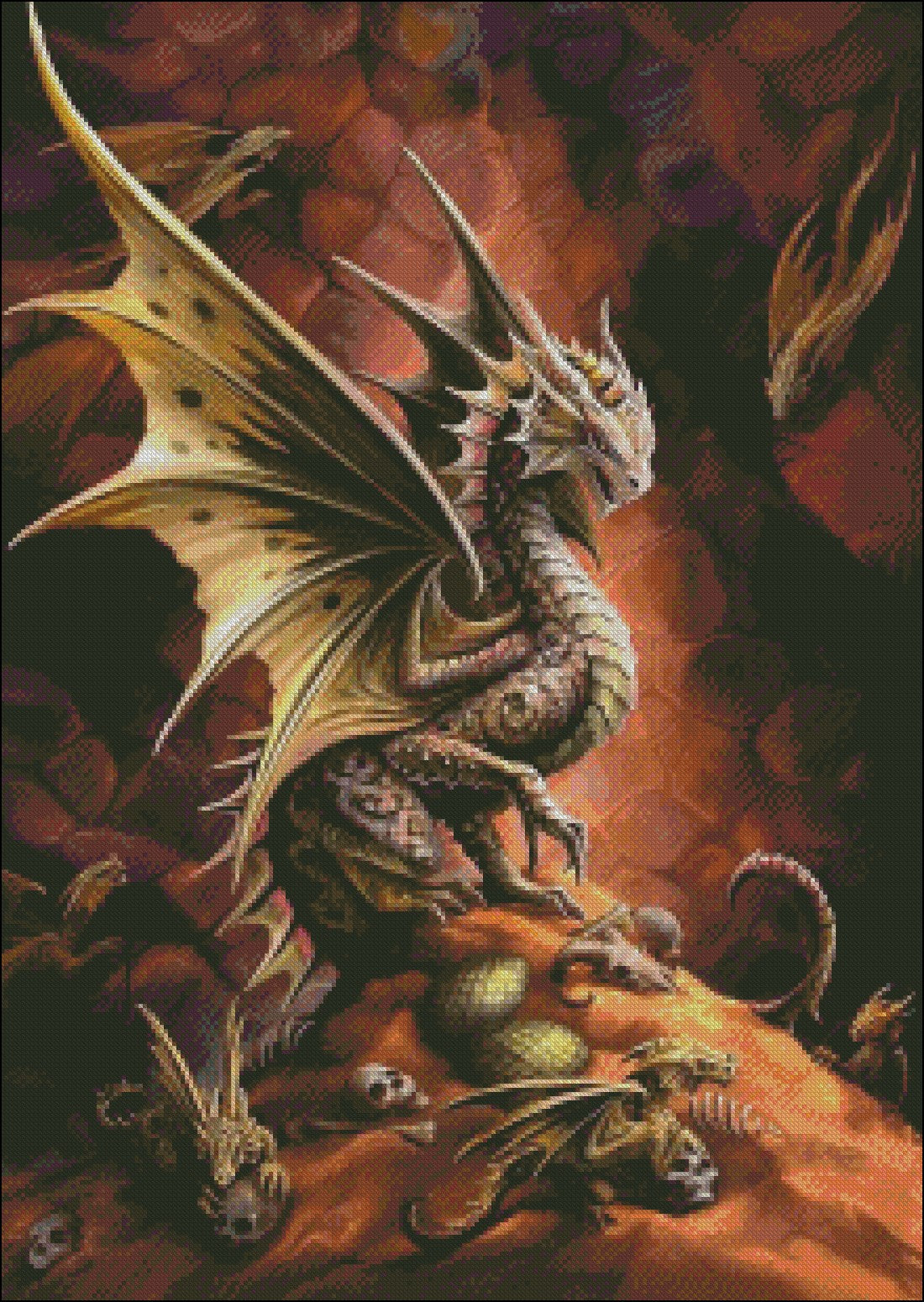 Dragon of the Desert - Counted Cross Stitch Patterns Embroidery Crafts Needlework DIY Chart DMC Color