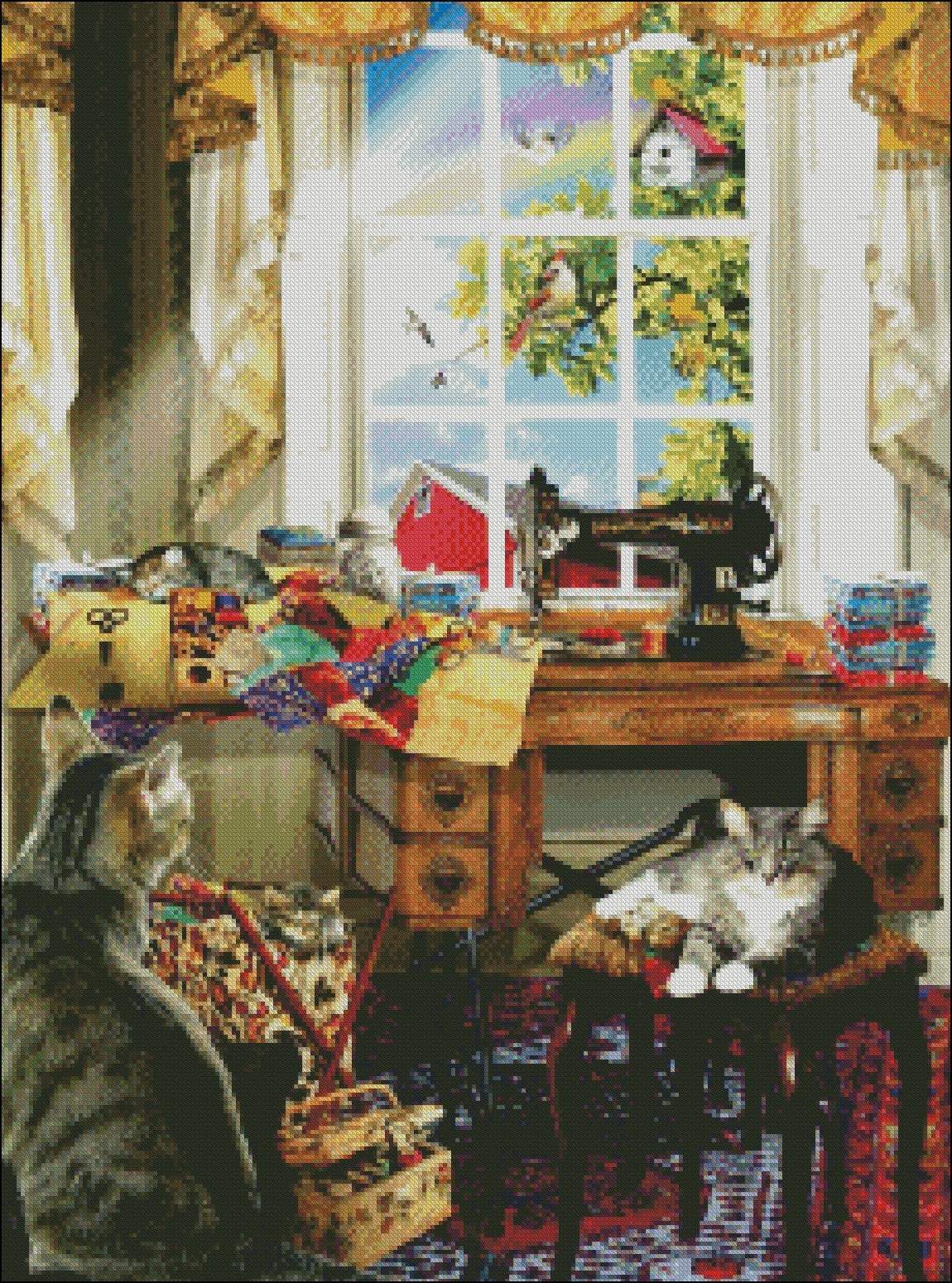 The Sewing Room - Counted Cross Stitch Patterns Embroidery Crafts Needlework DIY Chart DMC Color