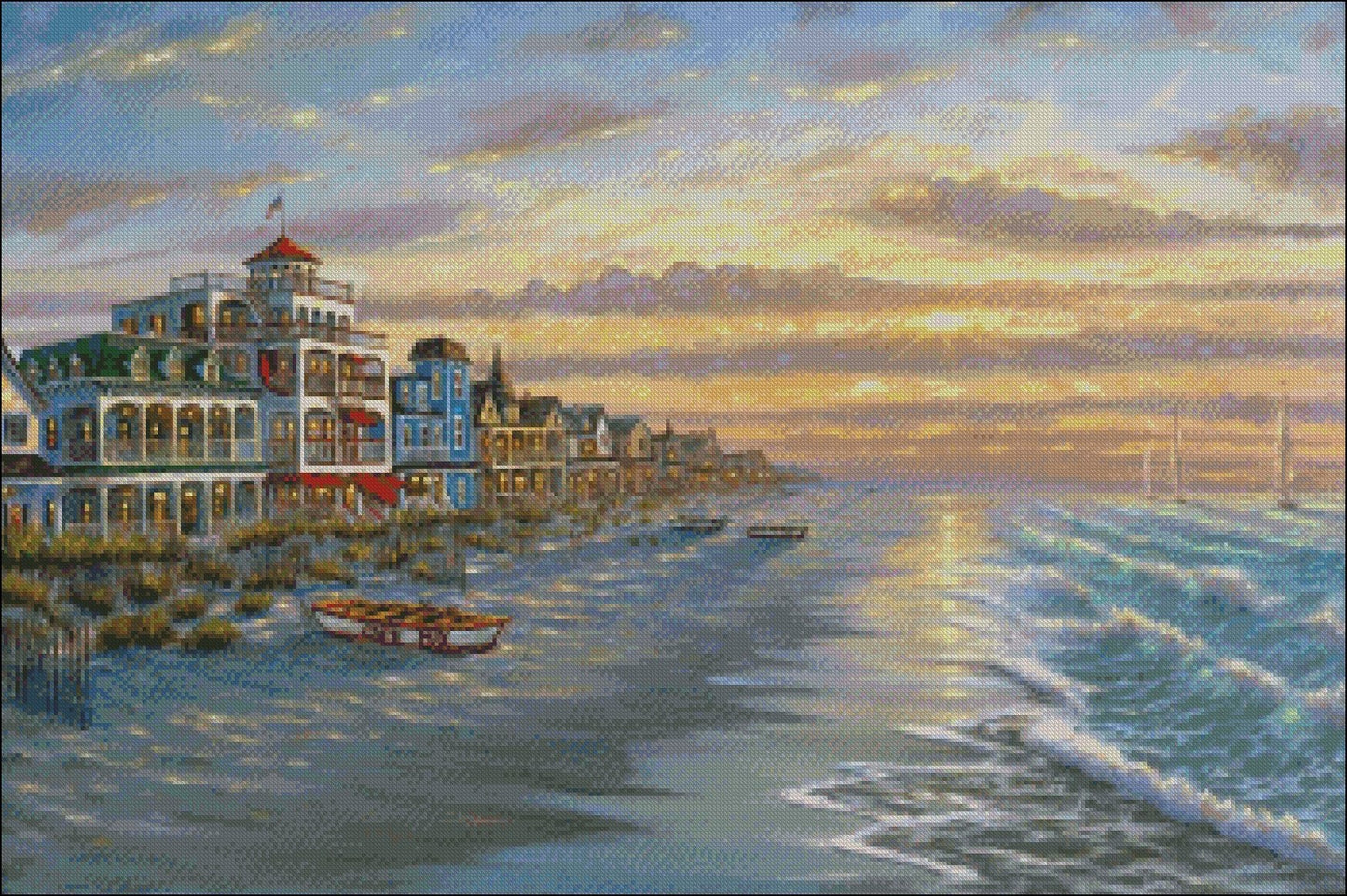 Cape May Beach - Counted Cross Stitch Patterns Embroidery Crafts Needlework DIY Chart DMC Color