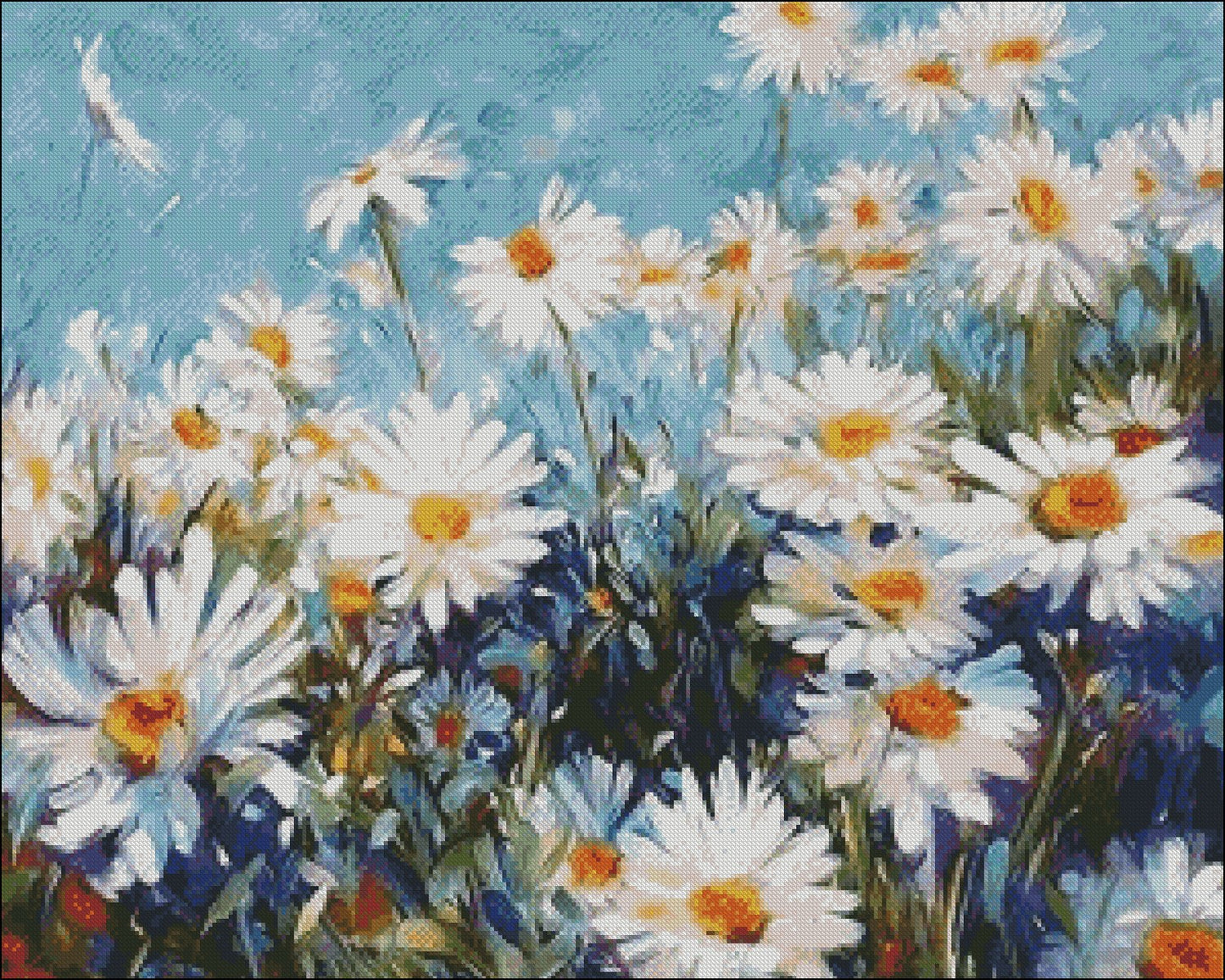 Wild Daisy - Counted Cross Stitch Patterns Embroidery Crafts Needlework DIY Chart DMC Color