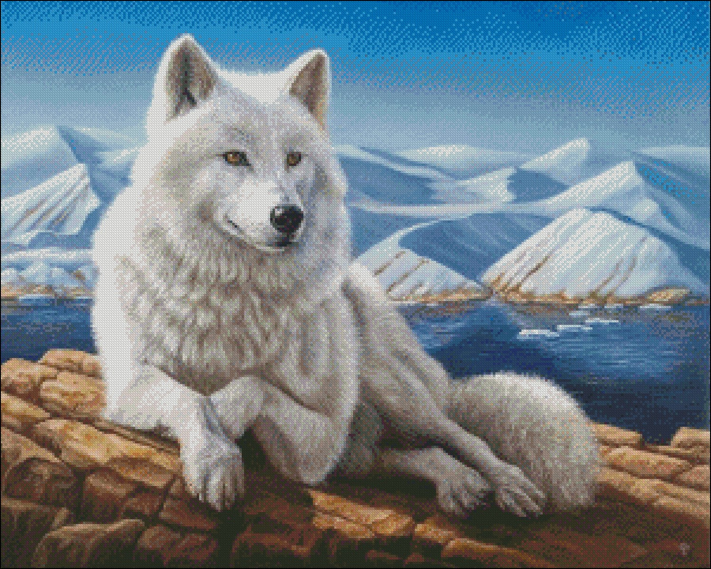 White Wolf 3 - Counted Cross Stitch Patterns Embroidery Crafts Needlework DIY Chart DMC Color