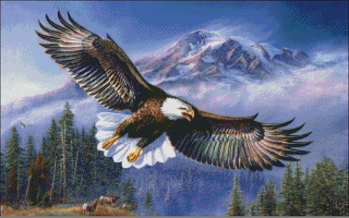 Eagle in Flight - Counted Cross Stitch Patterns Embroidery Crafts Needlework DIY Chart DMC Color