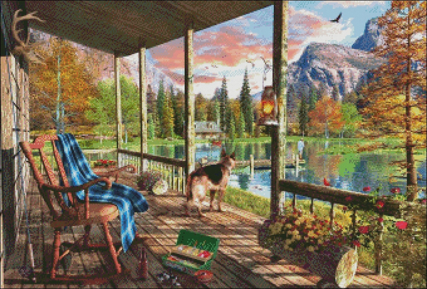 Mountain Cabin - Counted Cross Stitch Patterns Embroidery Crafts Needlework DIY Chart DMC Color
