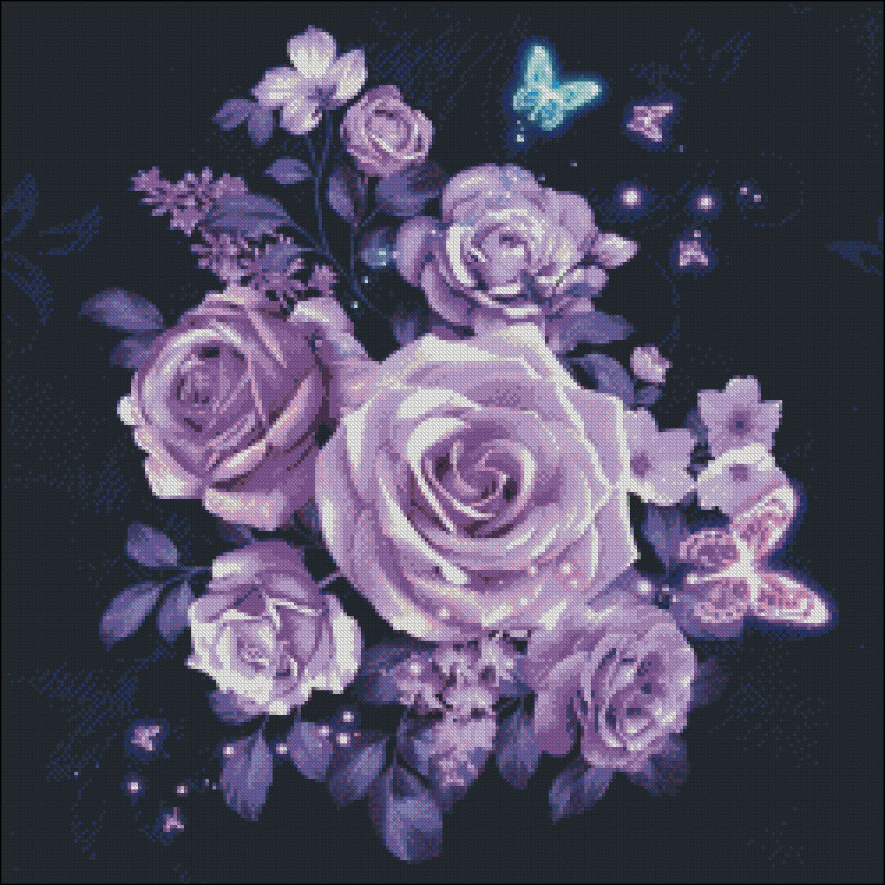 Purple Rose - Counted Cross Stitch Patterns Embroidery Crafts Needlework DIY Chart DMC Color