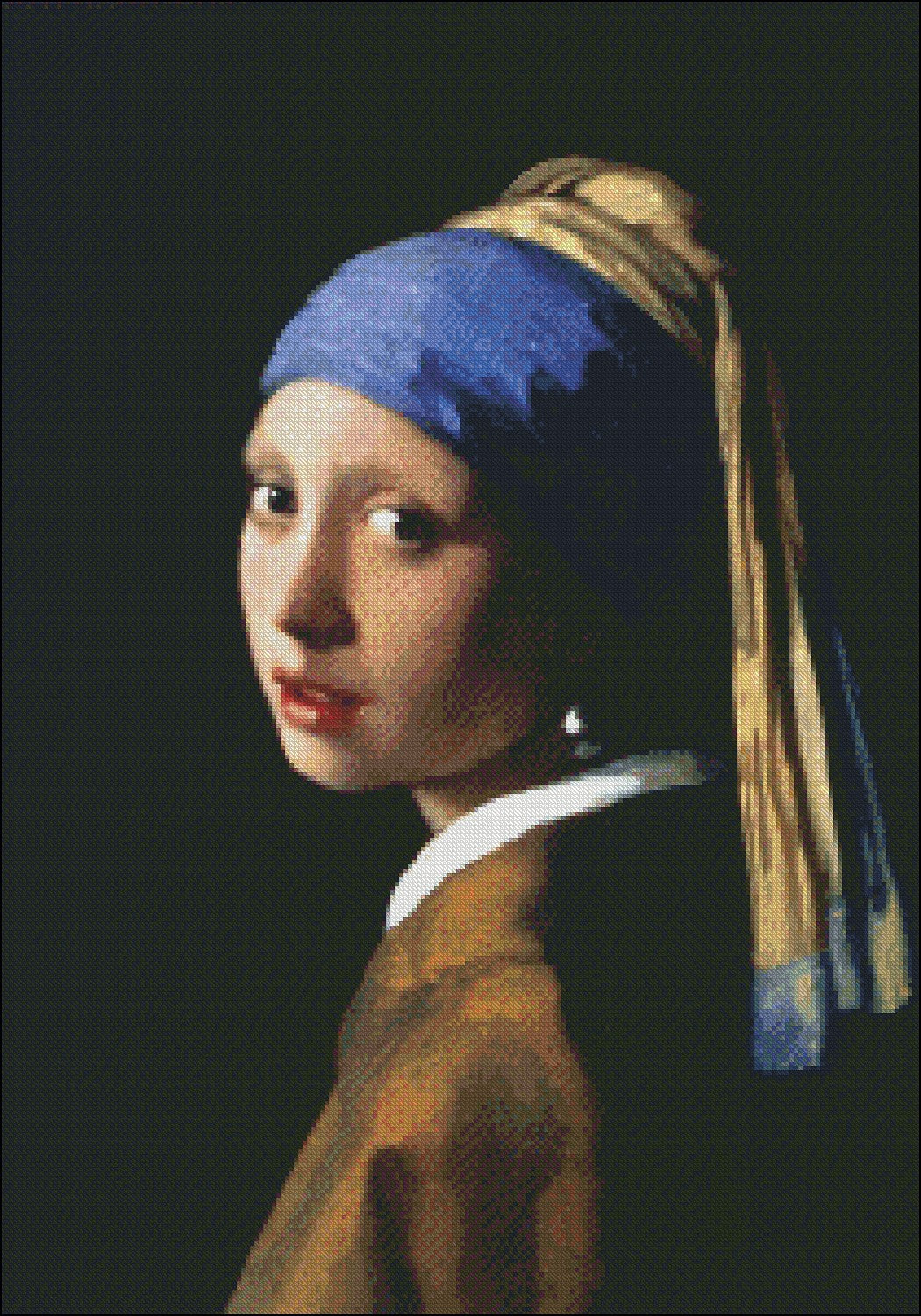 Girl with Pearl Earring - Counted Cross Stitch Patterns Embroidery Crafts Needlework DIY Chart DMC Color