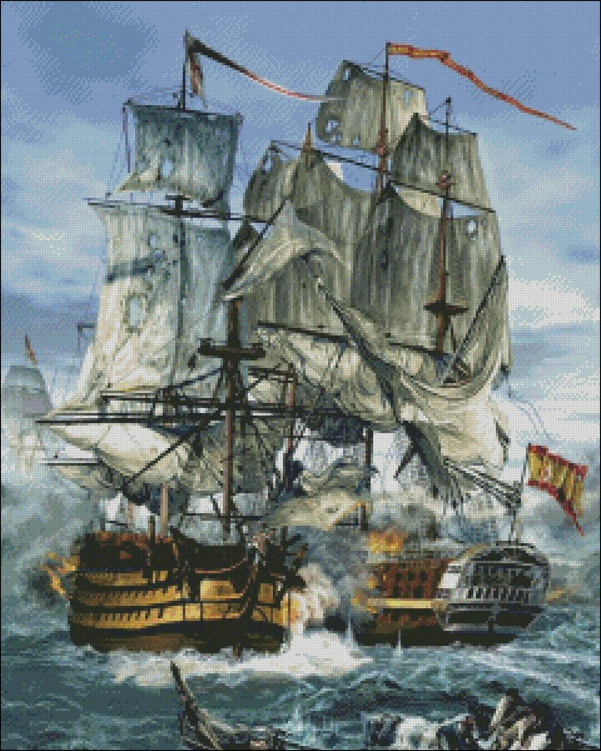 Naval Warfare - Counted Cross Stitch Patterns Embroidery Crafts Needlework DIY Chart DMC Color