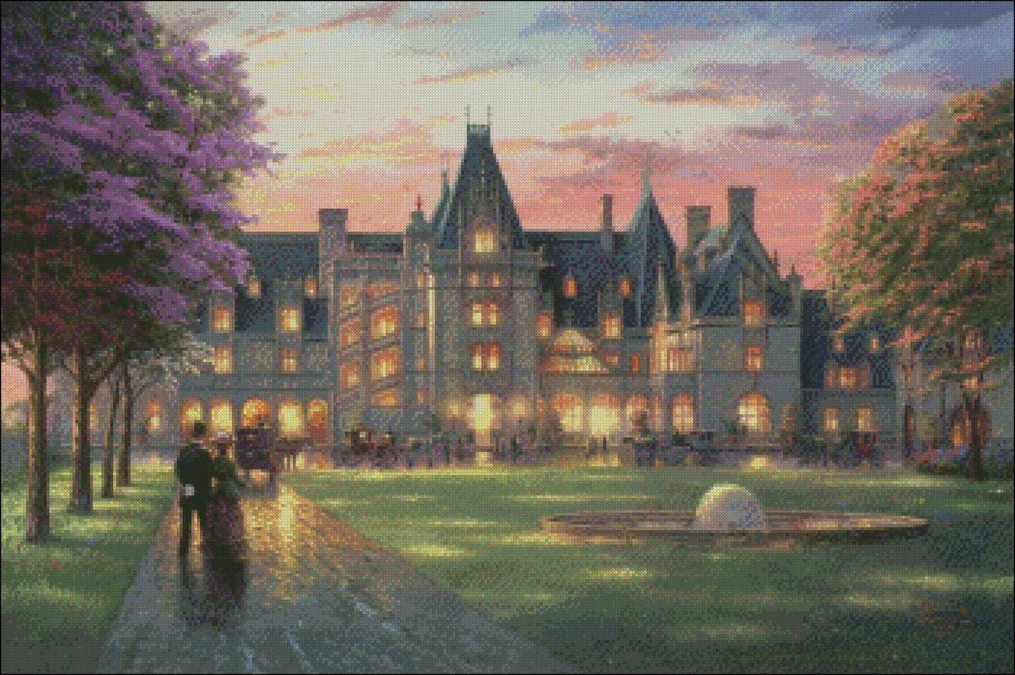 Elegant Evening at Biltmore - Counted Cross Stitch Patterns Embroidery Crafts Needlework DIY Chart DMC Color