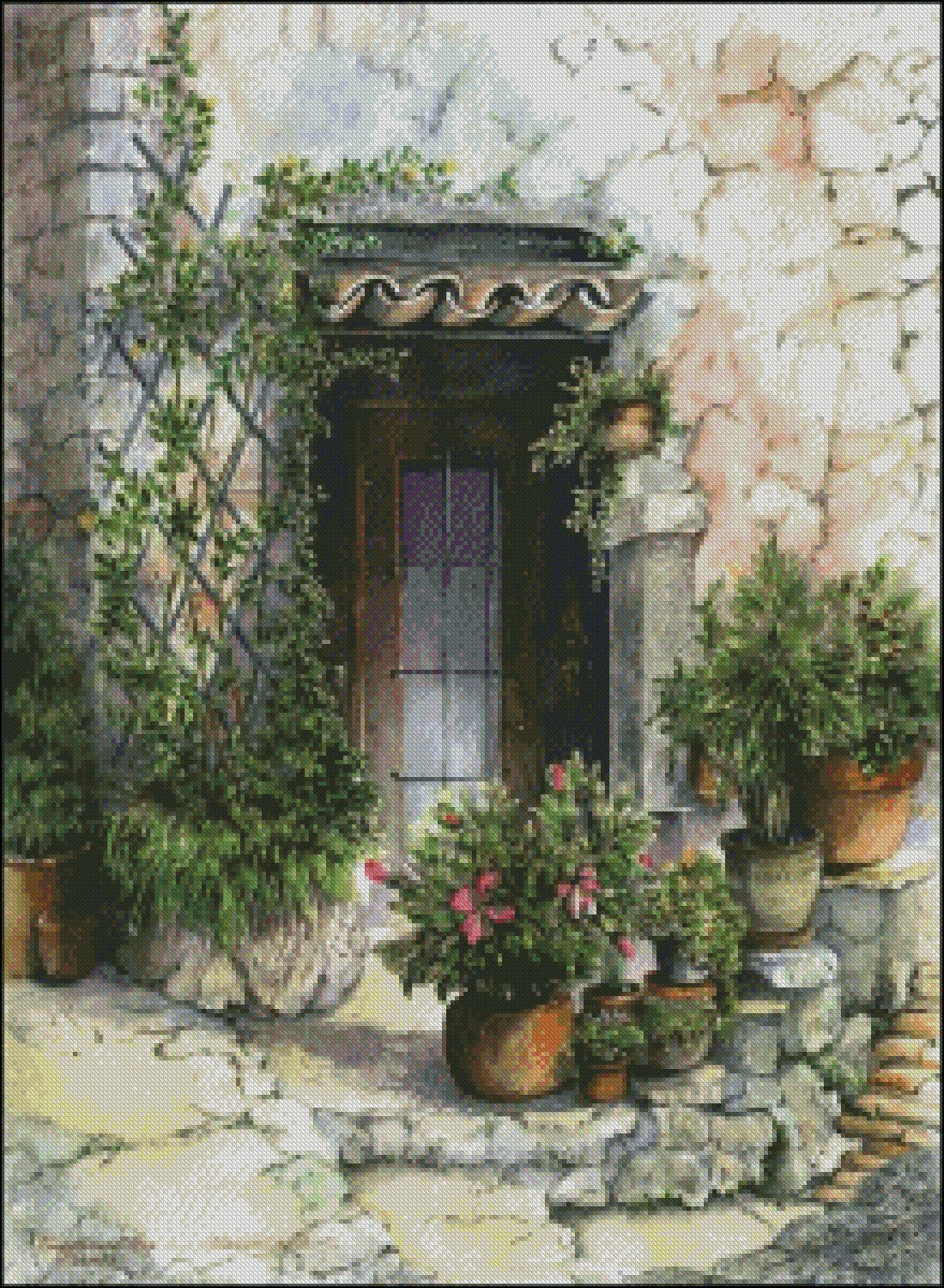 Tuscany Door II - Counted Cross Stitch Patterns Embroidery Crafts Needlework DIY Chart DMC Color