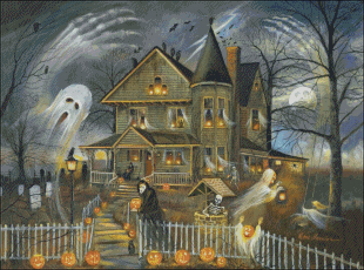 Haunted Haven - Counted Cross Stitch Patterns Embroidery Crafts Needlework DIY Chart DMC Color