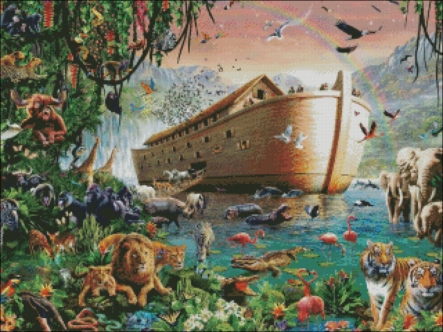Noah's Ark - Counted Cross Stitch Patterns Embroidery Crafts Needlework DIY Chart DMC Color