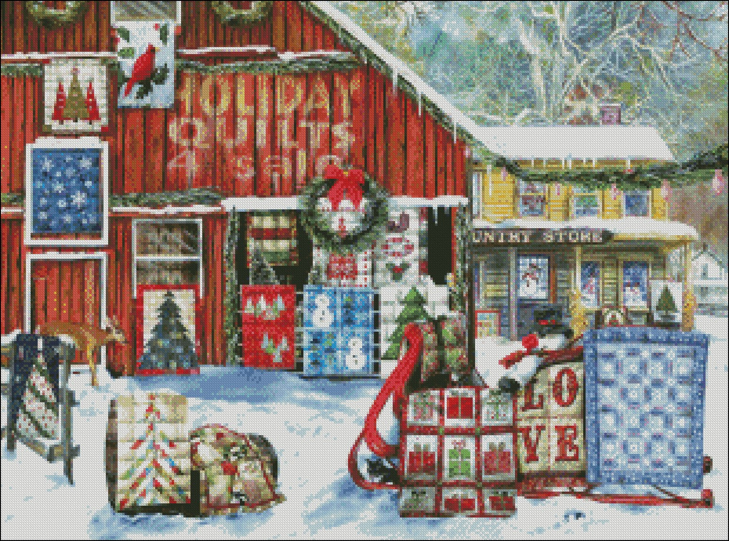 Holiday Quilts - Counted Cross Stitch Patterns Embroidery Crafts Needlework DIY Chart DMC Color