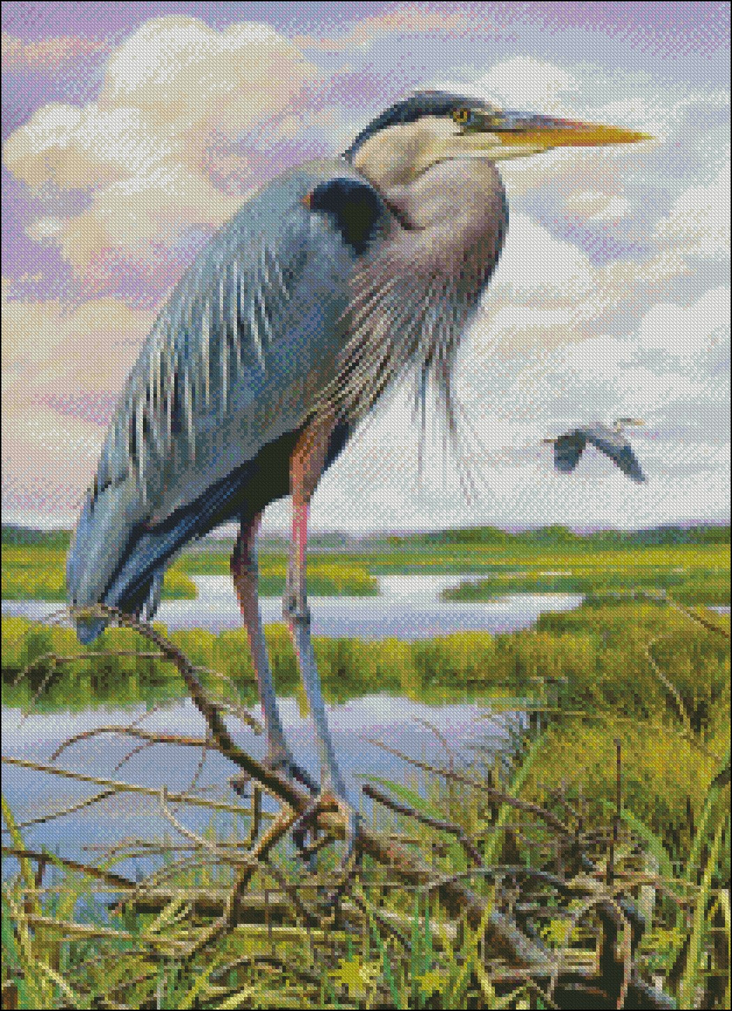 Heron - Counted Cross Stitch Patterns Embroidery Crafts Needlework DIY Chart DMC Color
