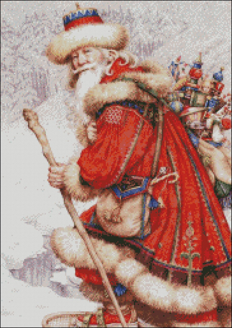 Christmas Santa - Counted Cross Stitch Patterns Embroidery Crafts Needlework DIY Chart DMC Color
