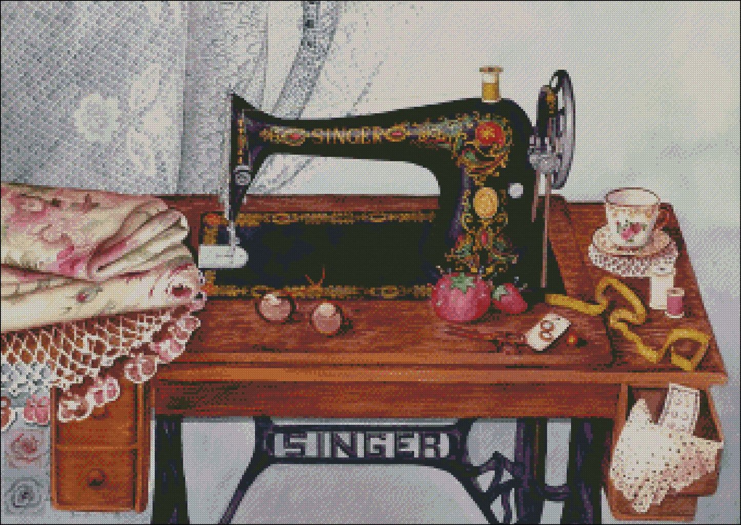 Tredle Sewing Machine - Counted Cross Stitch Patterns Embroidery Crafts Needlework DIY Chart DMC Color
