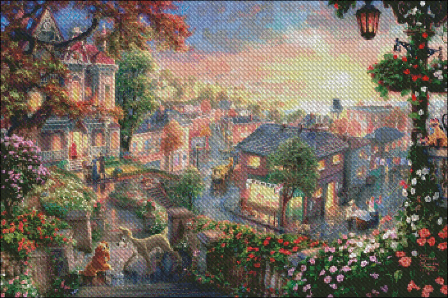 Lady and the Tramp - Counted Cross Stitch Patterns Embroidery Crafts Needlework DIY Chart DMC Color