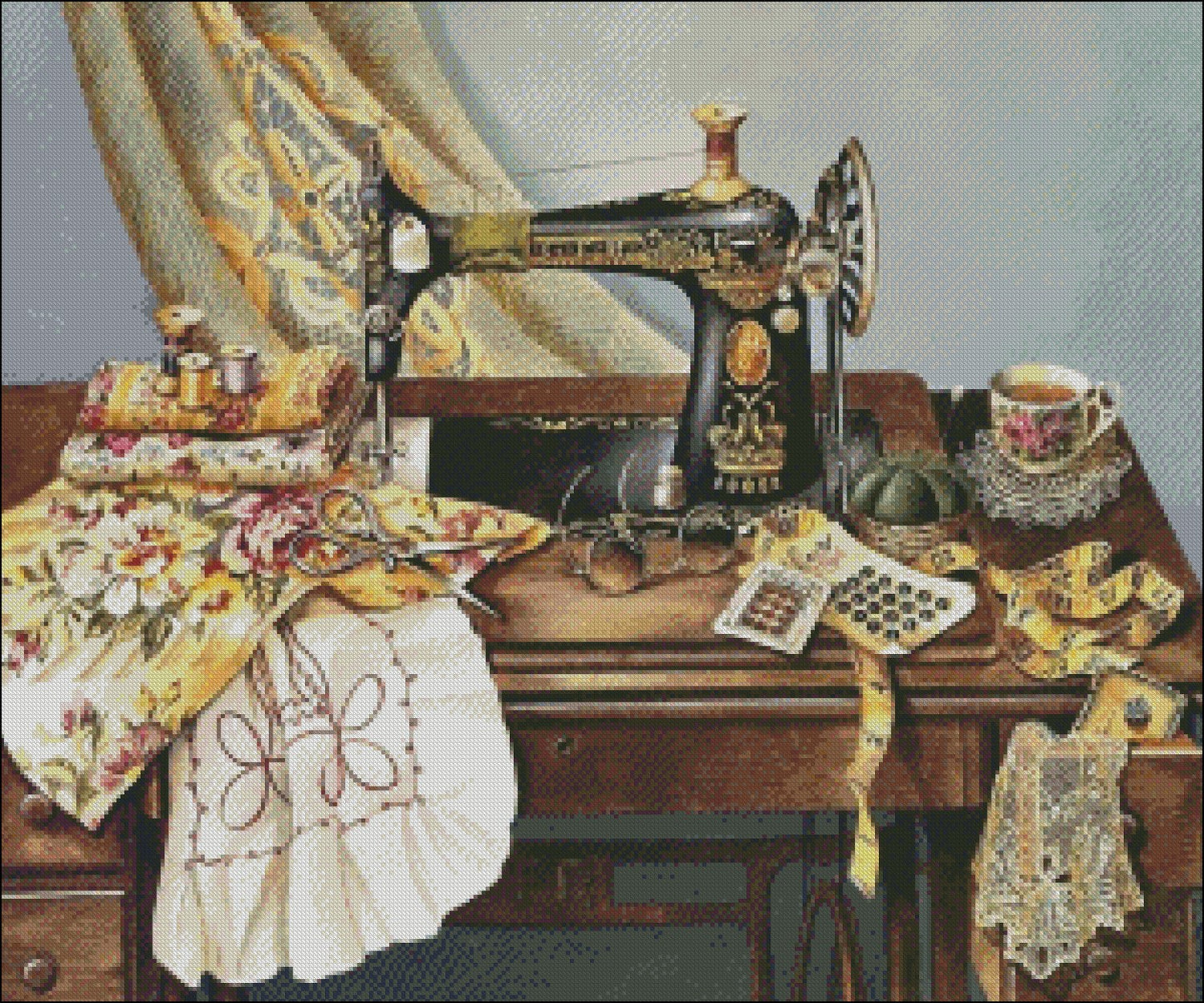 Sewing with Mama - Counted Cross Stitch Patterns Embroidery Crafts Needlework DIY Chart DMC Color