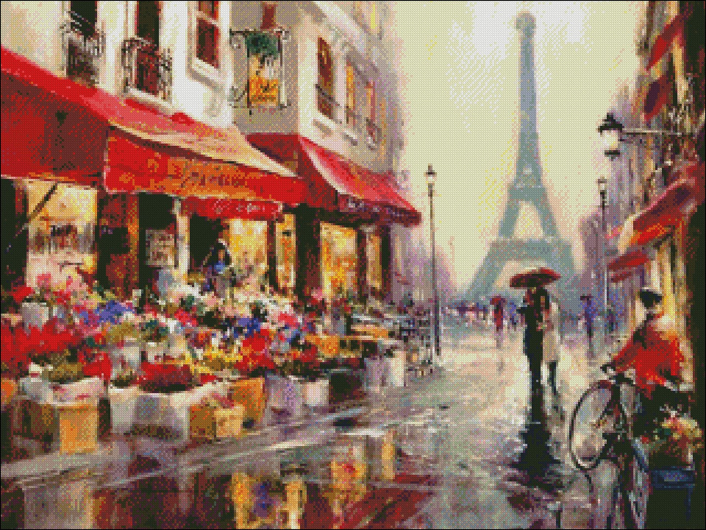 April in Paris - Counted Cross Stitch Patterns Embroidery Crafts Needlework DIY Chart DMC Color