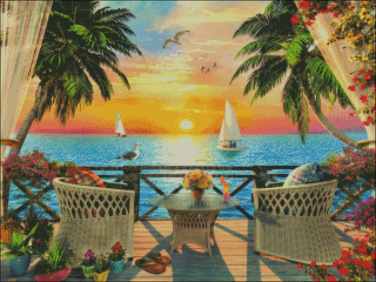 Tropical Dreams - Counted Cross Stitch Patterns Embroidery Crafts Needlework DIY Chart DMC Color