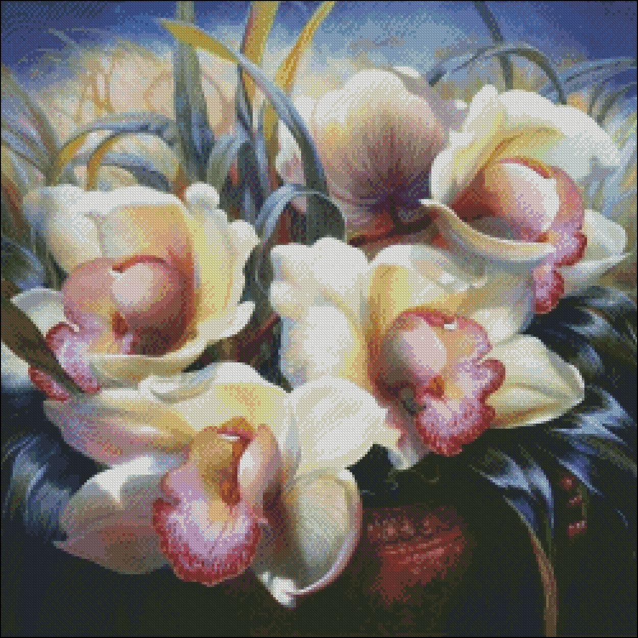 Orchid Sonata - Counted Cross Stitch Patterns Embroidery Crafts Needlework DIY Chart DMC Color
