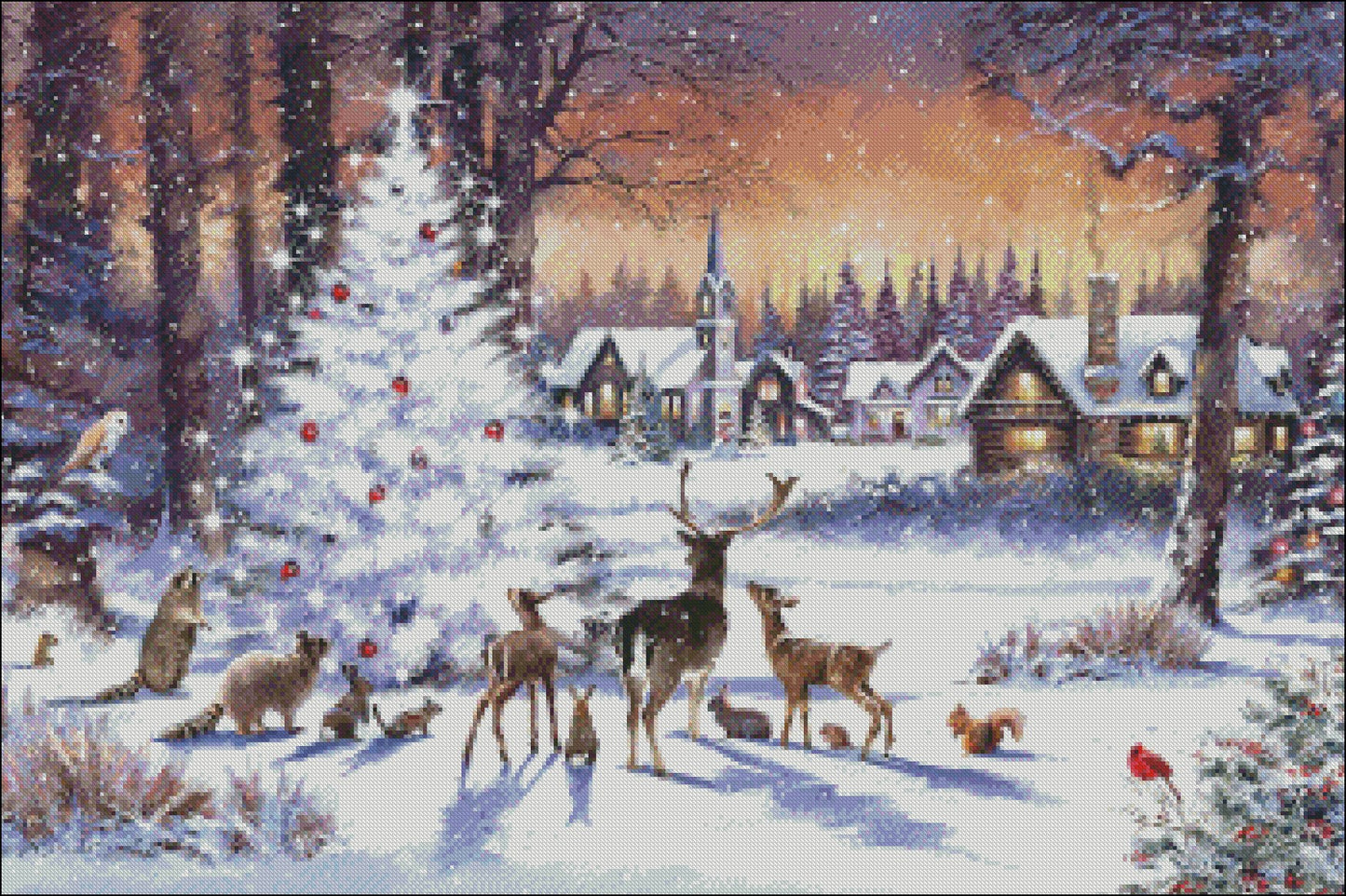 Christmas Wood - Counted Cross Stitch Patterns Embroidery Crafts Needlework DIY Chart DMC Color