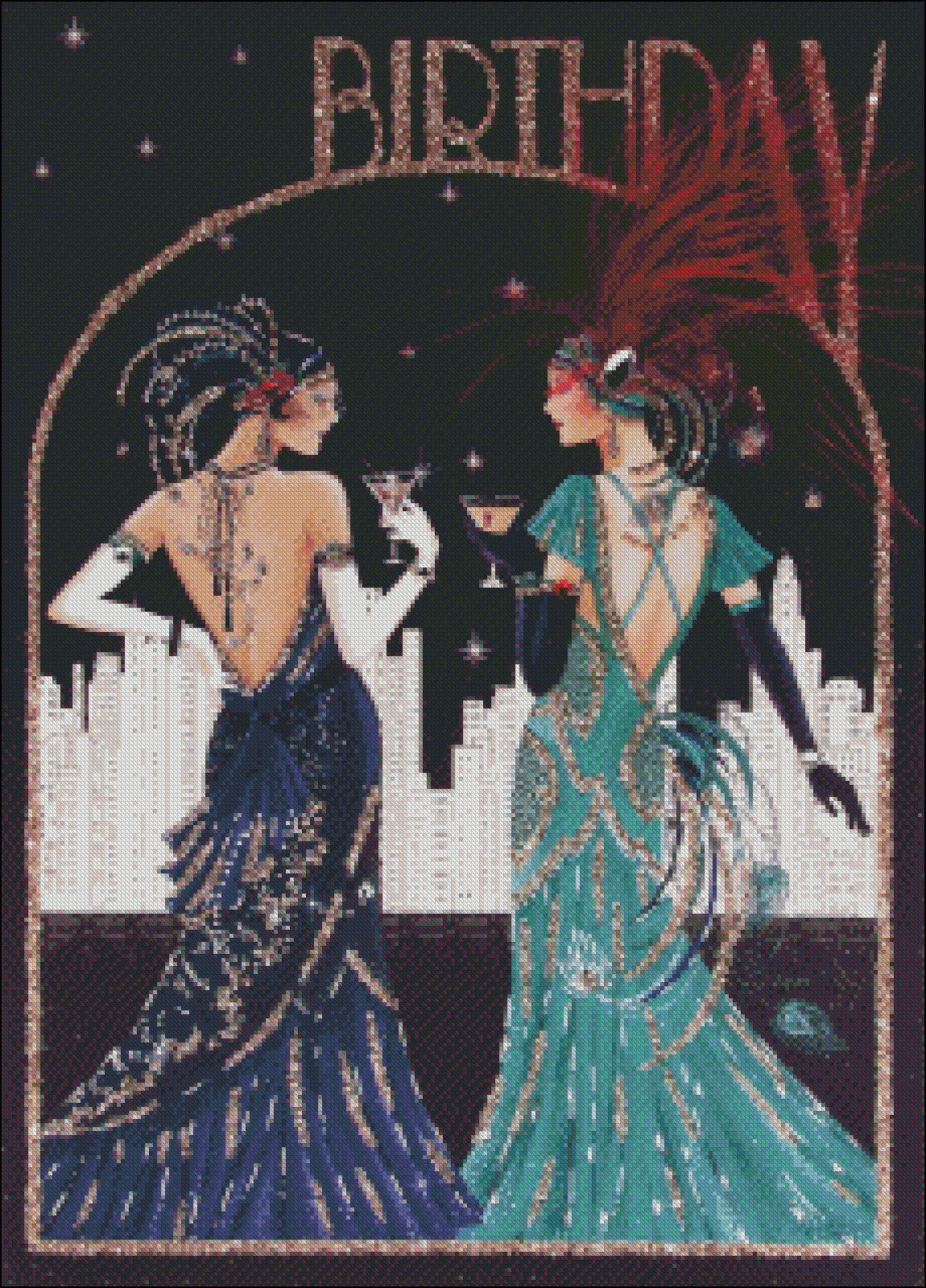 Art Deco Ladies - Counted Cross Stitch Patterns Embroidery Crafts Needlework DIY Chart DMC Color