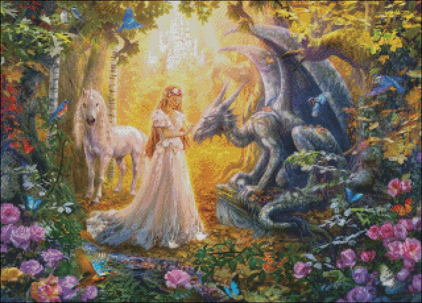 Princess Garden - Counted Cross Stitch Patterns Embroidery Crafts Needlework DIY Chart DMC Color