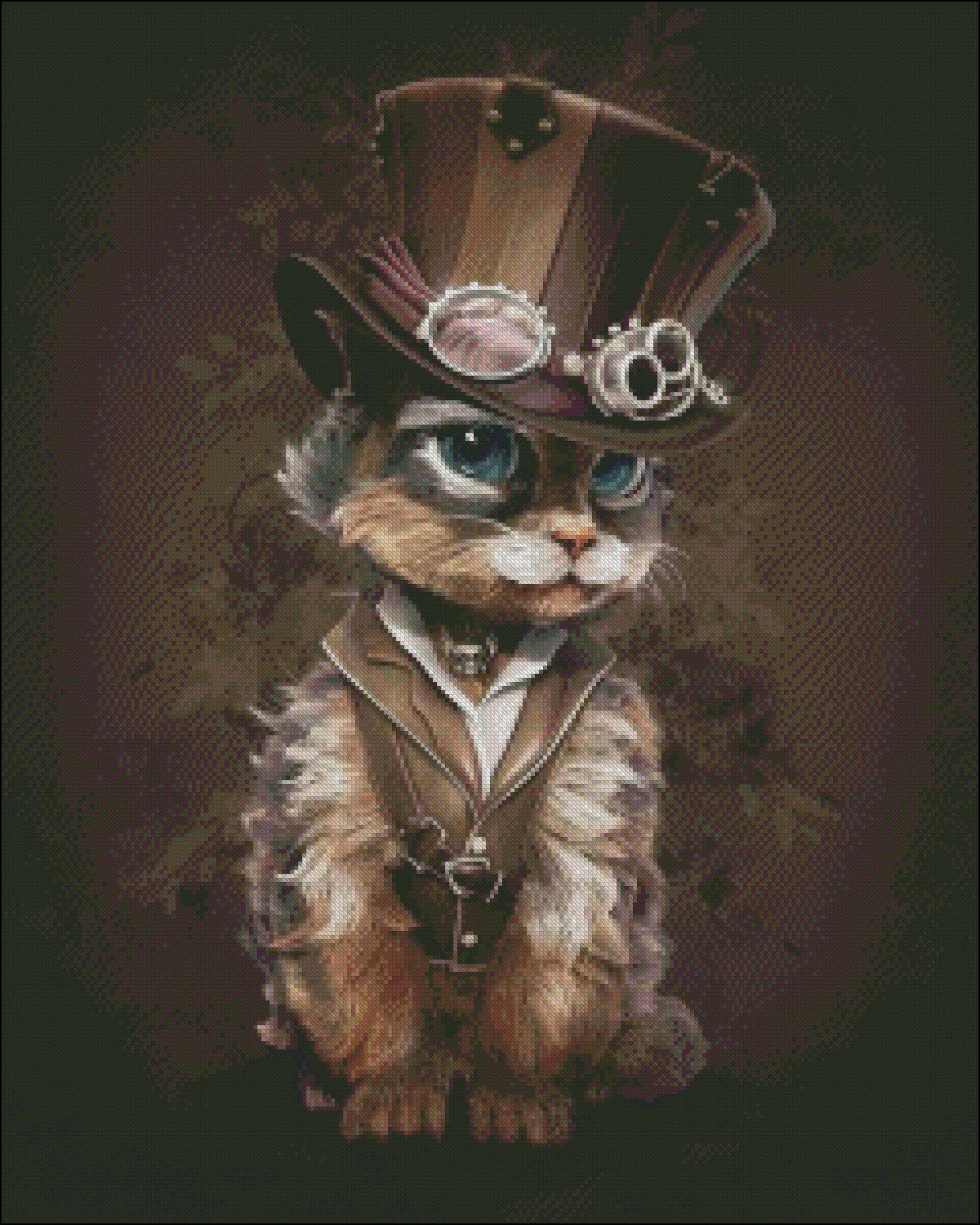 Steampunk Kitty - Counted Cross Stitch Patterns Embroidery Crafts Needlework DIY Chart DMC Color