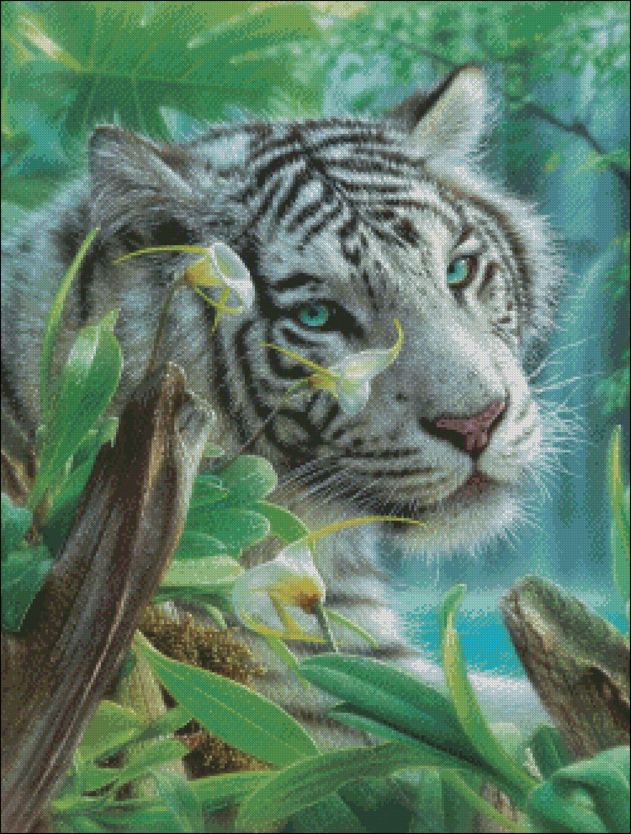 The White Tiger - Counted Cross Stitch Patterns Embroidery Crafts Needlework DIY Chart DMC Color