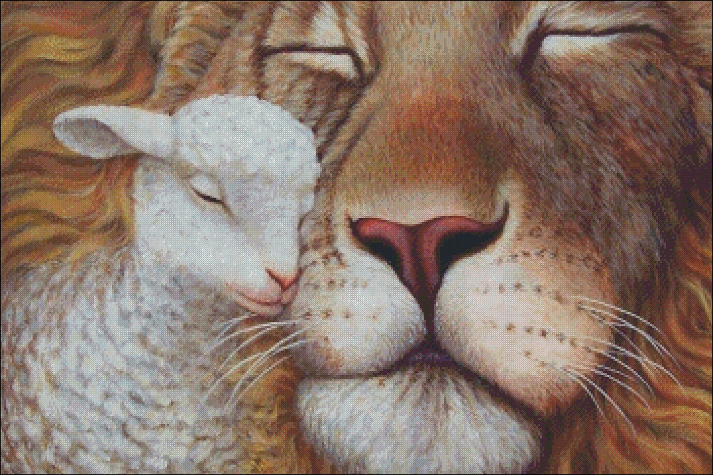 The Lion and the Lamb - Counted Cross Stitch Patterns Embroidery Crafts Needlework DIY Chart DMC Color