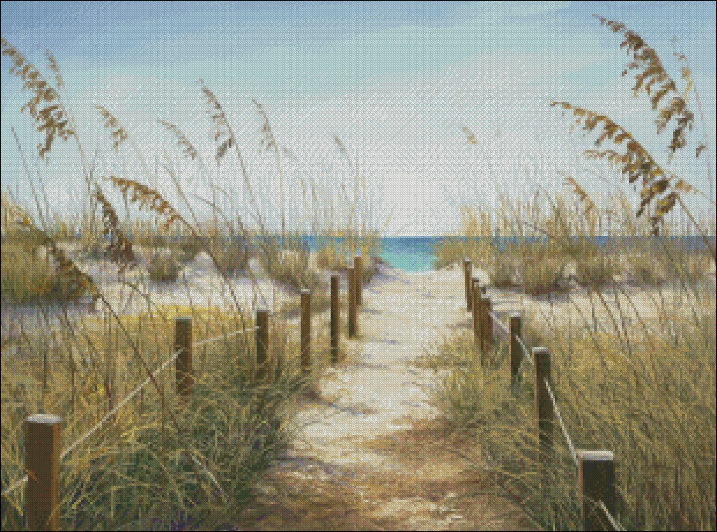 Sea Oat Path - Counted Cross Stitch Patterns Embroidery Crafts Needlework DIY Chart DMC Color
