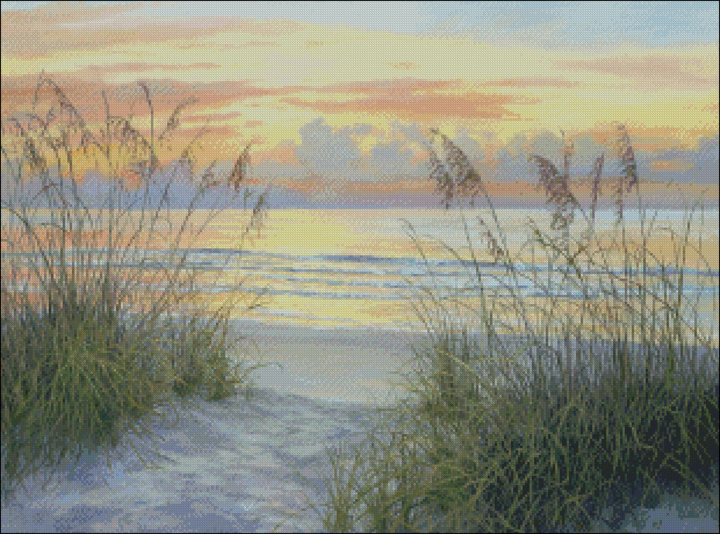 Golden Morning - Counted Cross Stitch Patterns Embroidery Crafts Needlework DIY Chart DMC Color