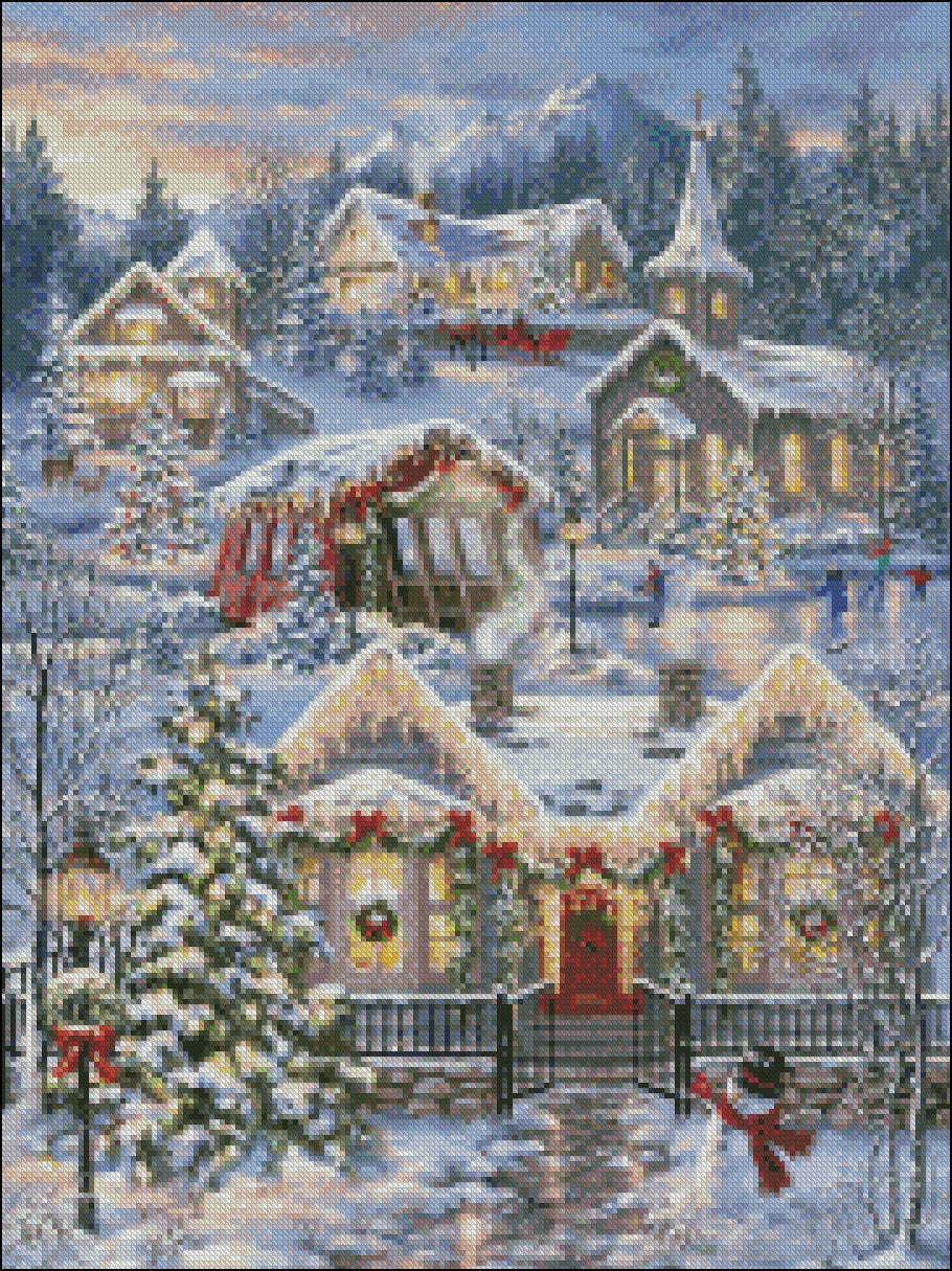 Christmas Village 6 - Counted Cross Stitch Patterns Embroidery Crafts Needlework DIY Chart DMC Color