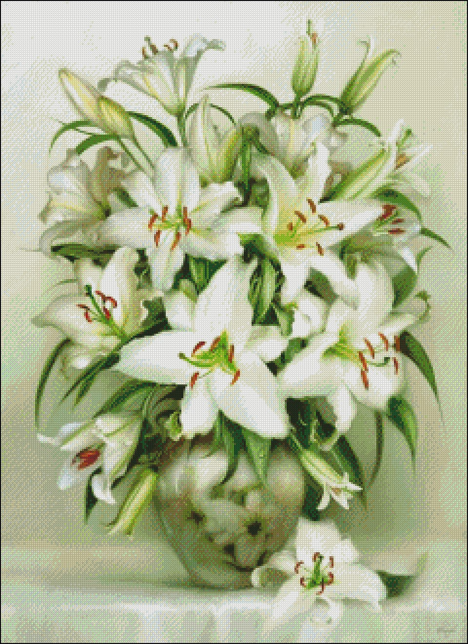 Lilies - Counted Cross Stitch Patterns Embroidery Crafts Needlework DIY Chart DMC Color