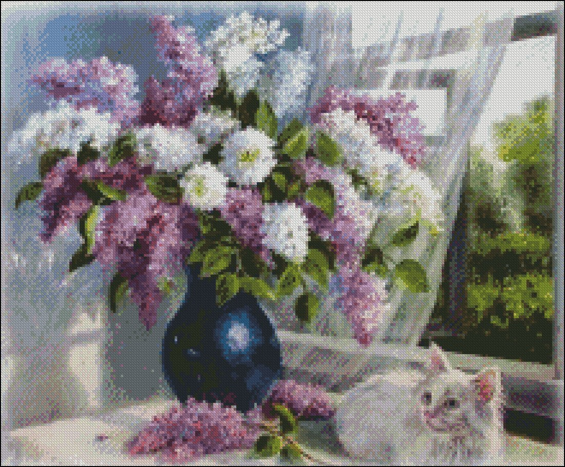 Flowers in Vase Collection 3 - Counted Cross Stitch Patterns Embroidery Crafts Needlework DIY Chart DMC Color