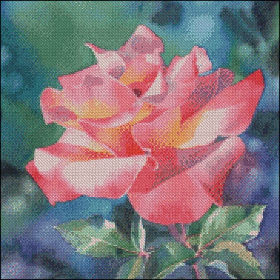 Watercolor Flowers 1 - Counted Cross Stitch Patterns Embroidery Crafts Needlework DIY Chart DMC Color