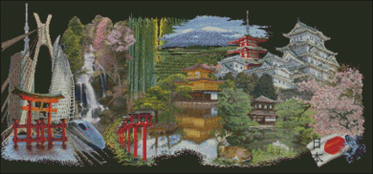 Japan - Counted Cross Stitch Patterns Embroidery Crafts Needlework DIY Chart DMC Color