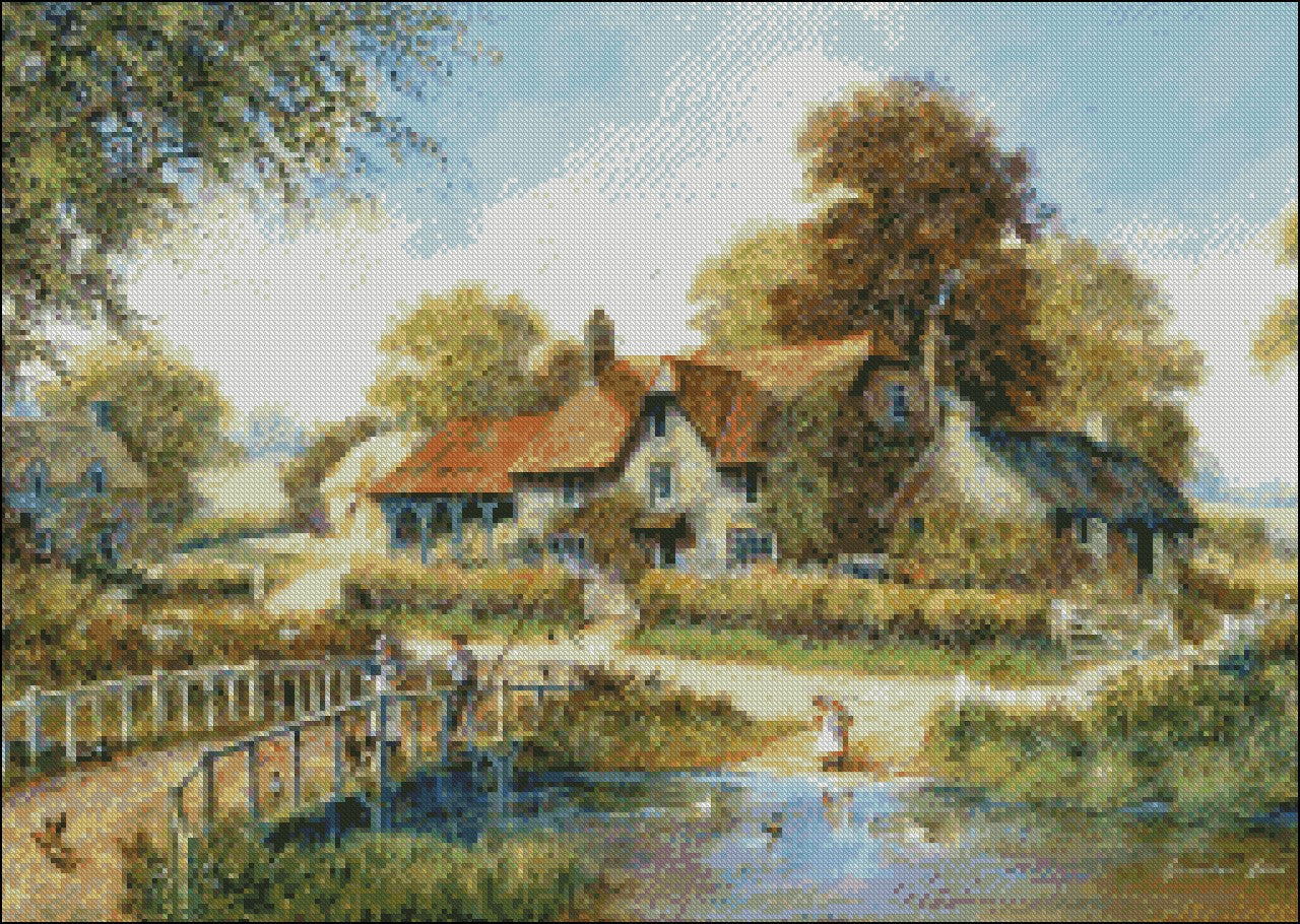 The Old Bridge - Counted Cross Stitch Patterns Embroidery Crafts Needlework DIY Chart DMC Color