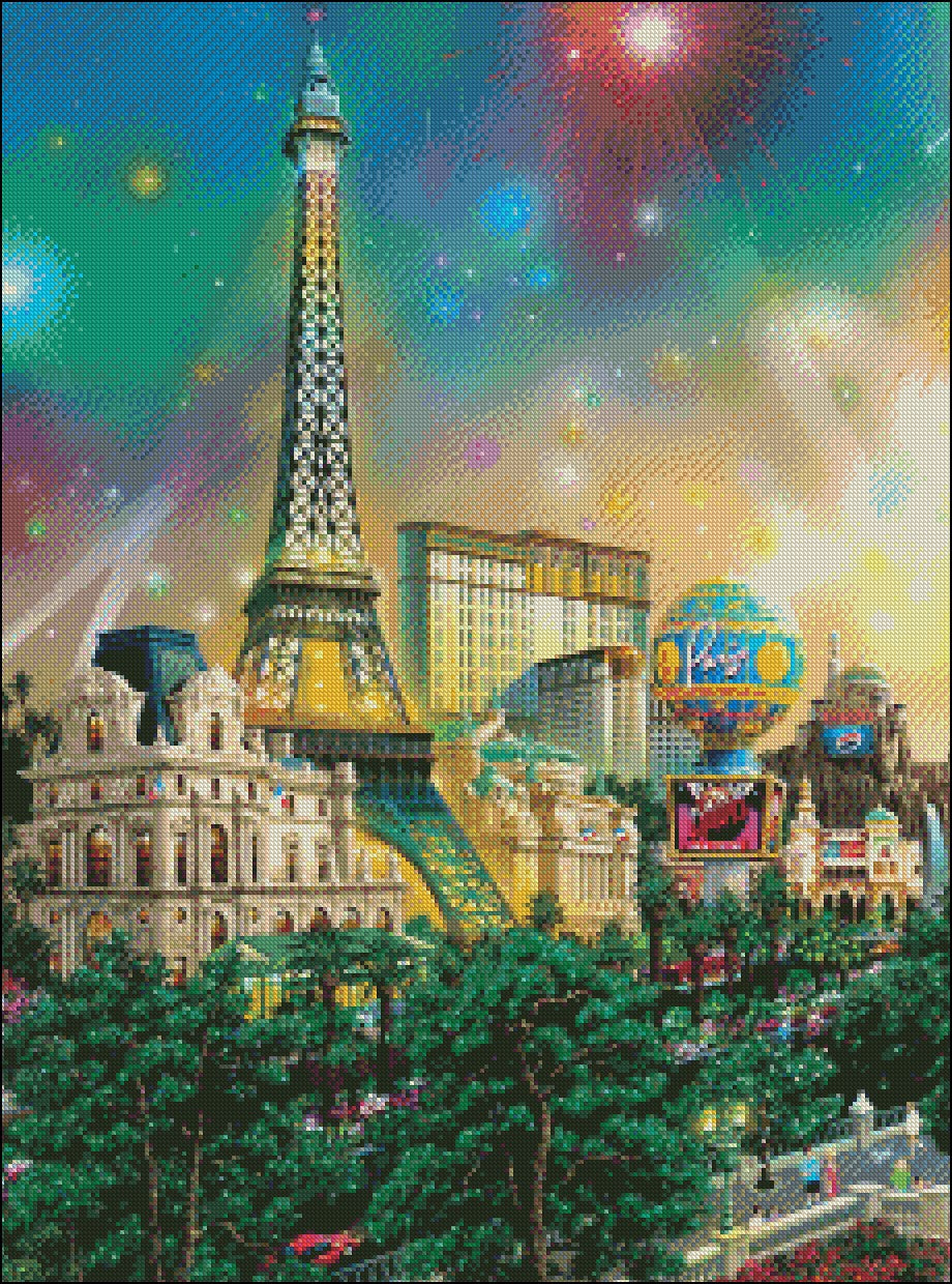 Las Vegas, Paris - Counted Cross Stitch Patterns Embroidery Crafts Needlework DIY Chart DMC Color