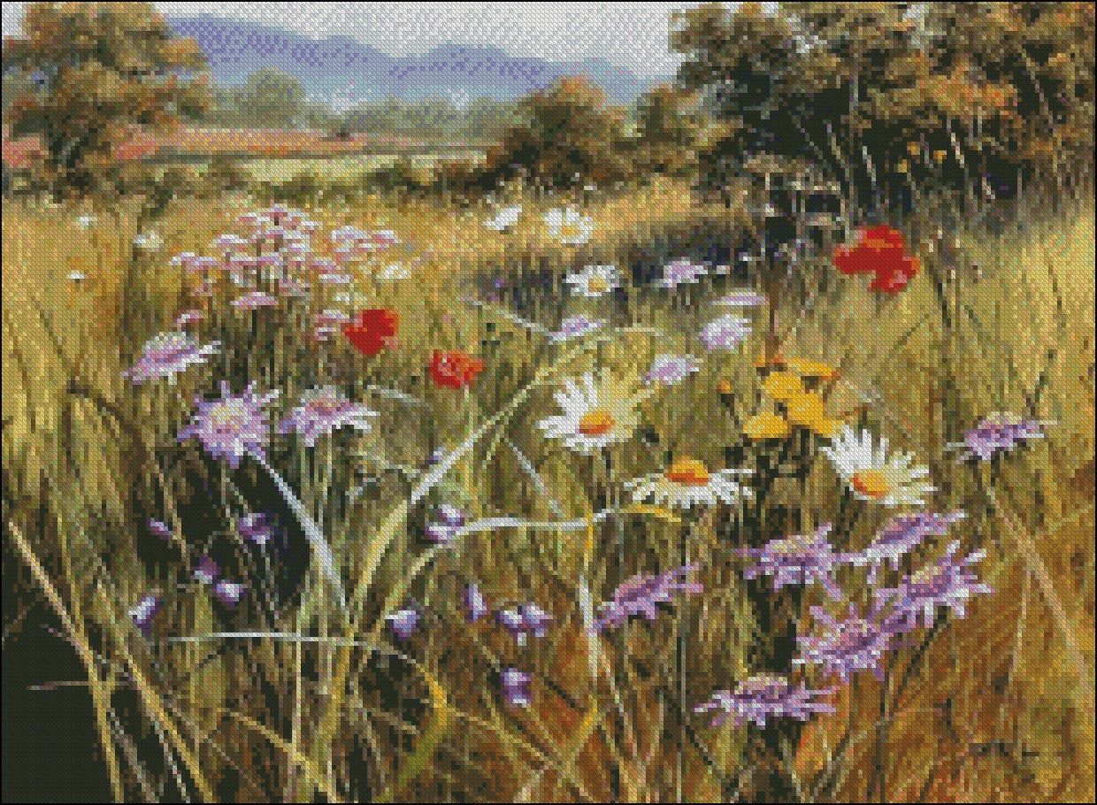 Meadow Flowers 3 - Counted Cross Stitch Patterns Embroidery Crafts Needlework DIY Chart DMC Color