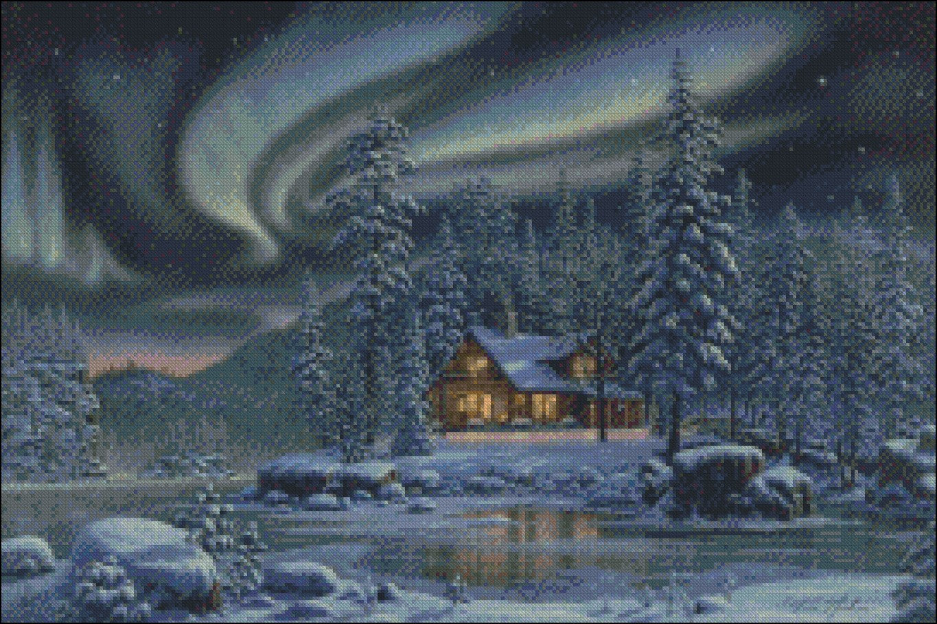 Aurora Bliss - Counted Cross Stitch Patterns Embroidery Crafts Needlework DIY Chart DMC Color