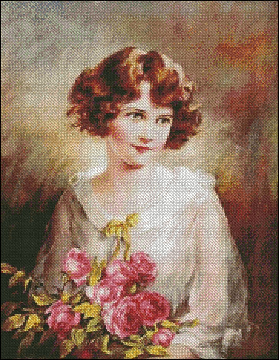 In the Month of Roses - Counted Cross Stitch Patterns Embroidery Crafts Needlework DIY Chart DMC Color