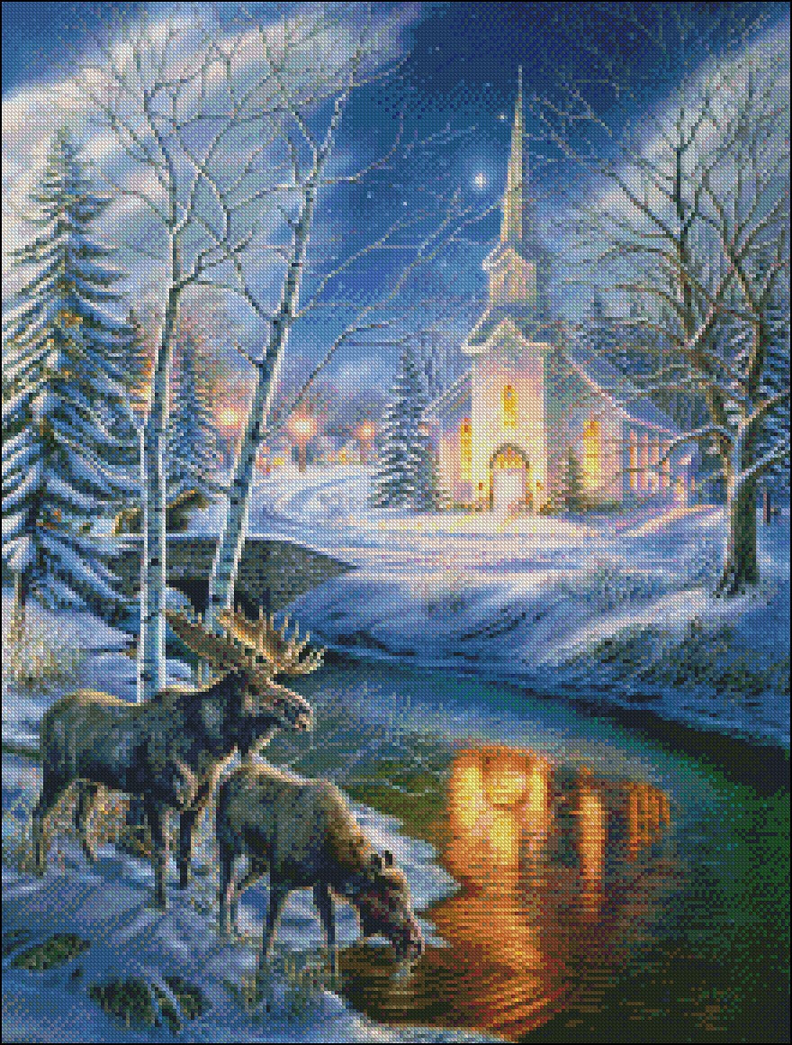 Church in the Clearing - Counted Cross Stitch Patterns Embroidery Crafts Needlework DIY Chart DMC Color