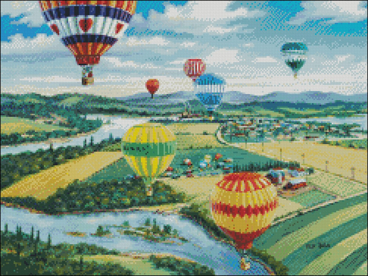 Ballooner's Rally - Counted Cross Stitch Patterns Embroidery Crafts Needlework DIY Chart DMC Color